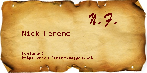 Nick Ferenc névjegykártya